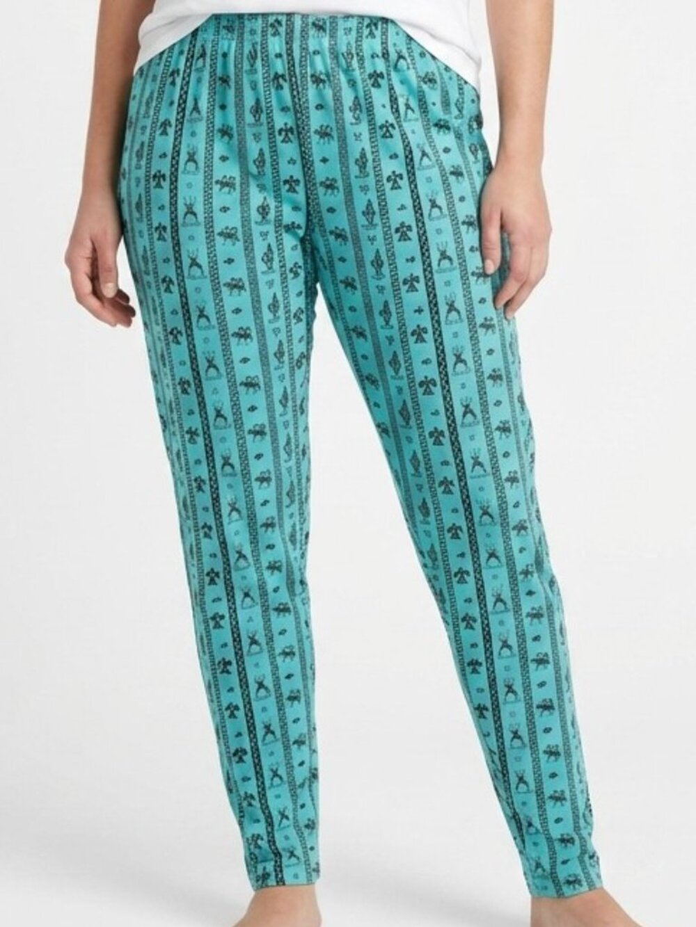 Michael Stars Vintage Western Cotton Leggings Turquoise Black One Size